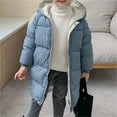 thumbnail image 4 of XXWXYD Toddler Girls Boys Long Hooded Down-Style Coat, Solid Color Heavyweight Winter Jacket with Zipper for Kids 1-8 Years | Windproof, 4 of 8