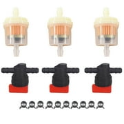 FANJIE 3Kit AM36141 697947 698183 In Line 1/4" Fuel Gas Filter Shut Cut Off Valve Clamp