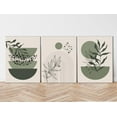 thumbnail image 6 of Sage Green Boho Wall Art Set of 3 Abstract Minimalist Geometric Line Poster Green Botanical Leaf Canvas Prints Modern Artwork Painting Decor for Living Room Bedroom Office 12x16 in Framed, 6 of 7