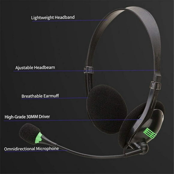 USB Headset, PC Headset with Mic Noise Canceling & Volume Control, Volume Control, Stereo PC Headphones for Laptop Call Center Office Webinar