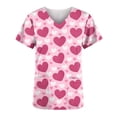 thumbnail image 5 of TIMIFIS Hauts de Sarrau d'Infirmière pour Femmes, Saint-Valentin, Uniforme de Travail, Manches Courtes, Col en V, Blouse T-shirt de Tenue de Travail avec Poches, Imprimé, 5 of 5