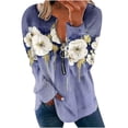 thumbnail image 2 of Chandails à Capuchon Mode pour Femmes 2023 Hauts Automne Manches Longues Chandail Ample Chemise Chic Décontractée Chandails à Col Rond pour Dames Rabais de 50 % Liquidation Costumes d'Halloween/Noël, 2 of 5