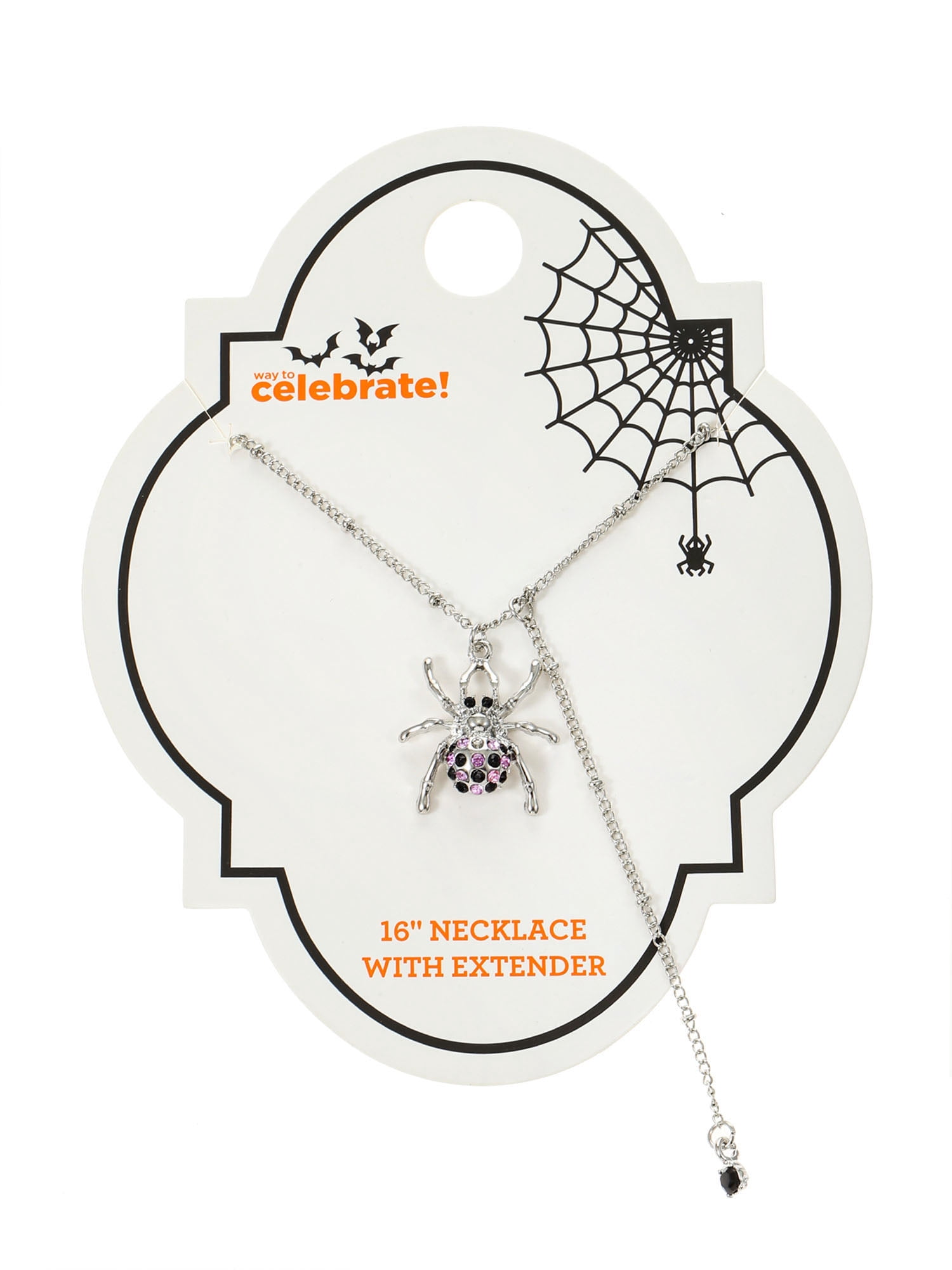 Way to Celebrate Spider Halloween Silver Pendant Necklace, 1 Piece