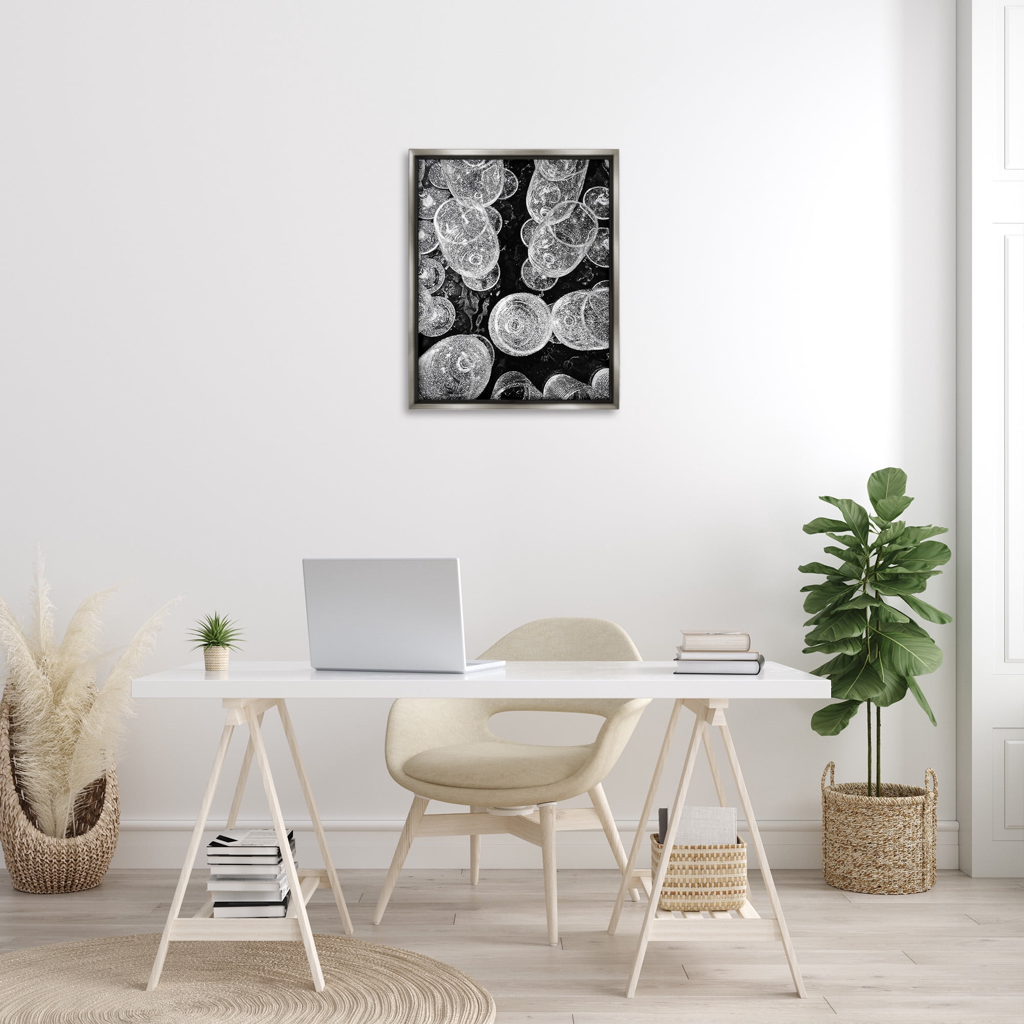 Stupell Industries Glitzy Wine Glasses Food & Beverage Photography Gray Floater Framed Canvas Art Print Wall Art, 25 x 31