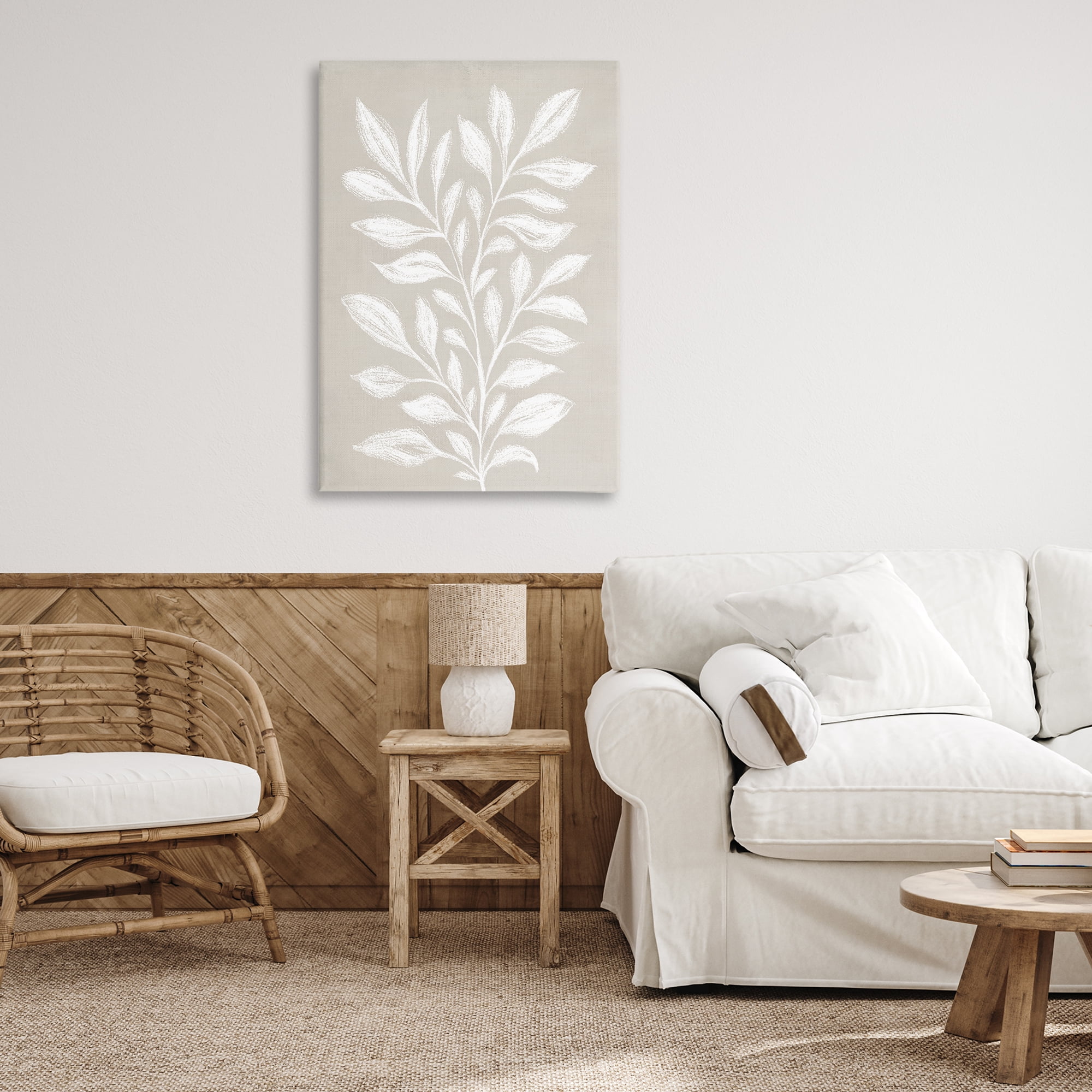Stupell Industries Chalk Sketch Leaves Plants & Flowers Painting Wrapped Canvas Art Print Wall Art, 24 x 36
