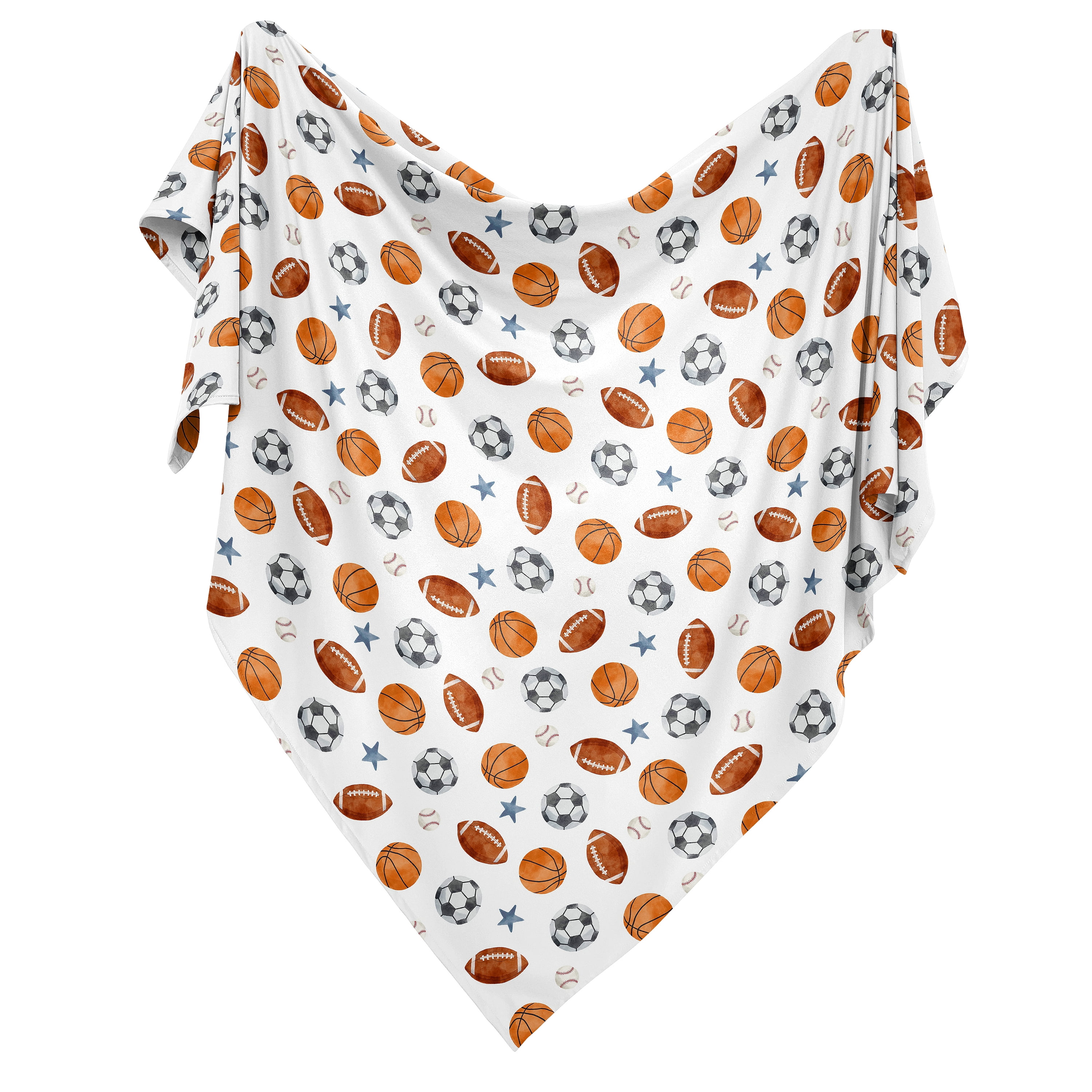 Sweet Jojo Designs Watercolor Sports Theme Boy Swaddle Blanket