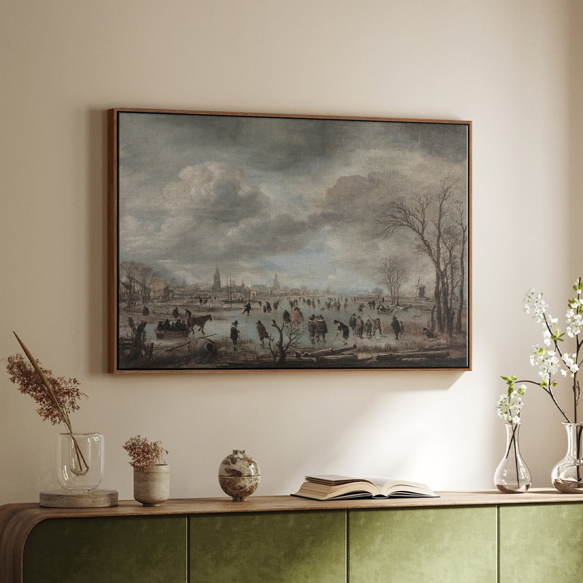 Vintage Landscape-CCCLXXXI By Wexford Home Framed in Walnut Wood Gallery Wrapped Canvas 25 in. x 37 in.