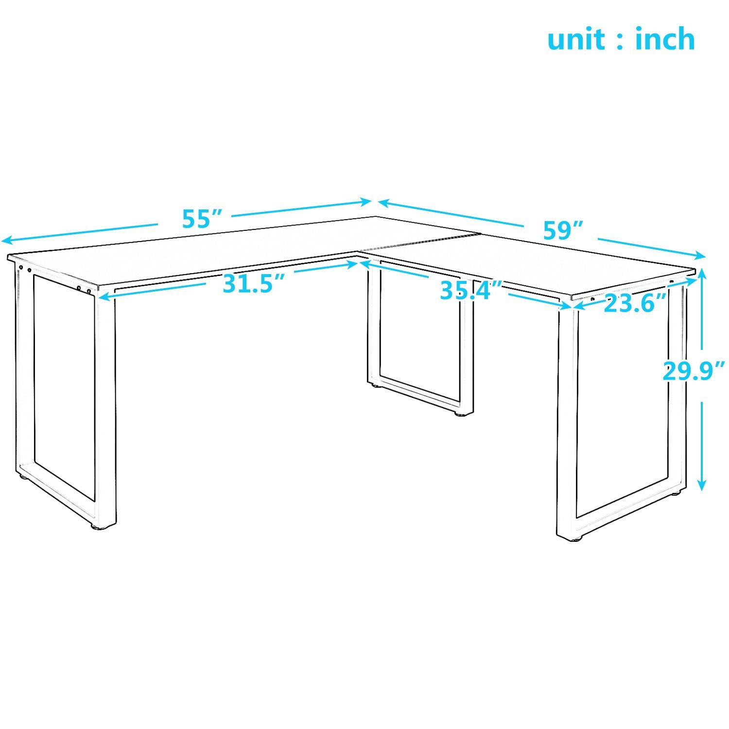 Modern Luxe 59 In L Shaped Desk With Metal Legs Office Corner Modern Luxe 59 In L Shaped Desk With Metal Legs Office Corner Computer