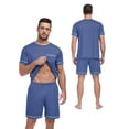 thumbnail image 2 of Airmenty Men's Pajama Set Short Sleeve Sleepwear Crew Neck 2-Piece Pajama Loungewear with Pocket Pajamas For Men, 2 of 6