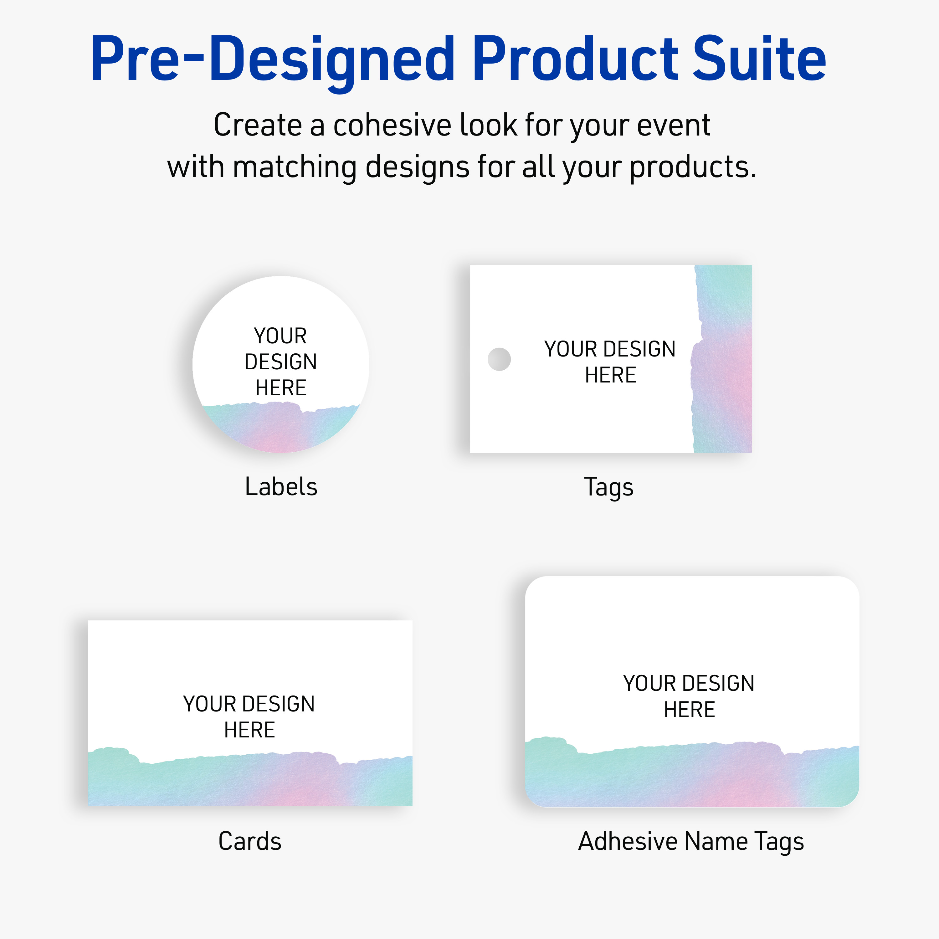 Avery Labels, 2" x 2", Glossy White, Iridescent Watercolors