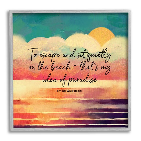 Stupell Industries To Escape Paradise Phrase Graphic Art Gray Framed Art Print Wall Art, Design by Ziwei Li