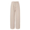 thumbnail image 4 of felwors Women Casual Drawstring Elastic Waist Striped Wide Leg Pants with Pockets Khaki, XXL, 4 of 5