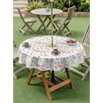 thumbnail image 5 of Outdoor Tablecloth with Umbrella Hole Zipper Botanical Flowers Round Tablecloth 60" Waterproof Outside Table Cloth Spring Pink Dragonfly Pastoral Patio Table Cover Tablecloths for Picnic Party, 5 of 8