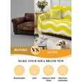 thumbnail image 5 of Yellow Moire Couch Cover for 2 Cushion Sofa, Water Ripple Stripe Farmhouse Washable Loveseat Sofa Covers Slipcover for Sectional Sofas L-Shaped, Couch Throw Cover 71"x118", 5 of 9