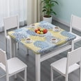 thumbnail image 3 of Blue and Yellow Floral Pattern Square Fitted Tablecloth with Elastic Edge,Square Table Cover,Washable Elastic Table Cover for Home Kitchen Party Decor 36"x36", 3 of 6