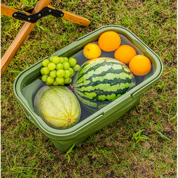 Picnic Basket Spring Outing Foldable Outdoor Picnic Camping Insulation Portable Basket Storage Basket Vegetable Basket (Military Green)