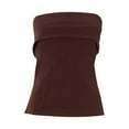 thumbnail image 4 of Uinagy Women's Solid Color Sleeveless Backless Slit Tube Top Top, 4 of 9