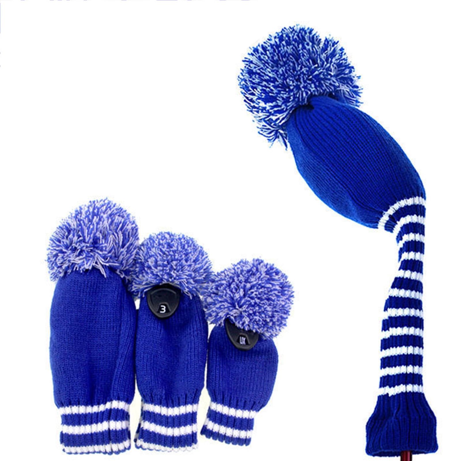 3pcs Golfs Club Head Covers Knitted Styles Headcover Leisure Styles Golfs Covers for Driver Protecting and Longevity