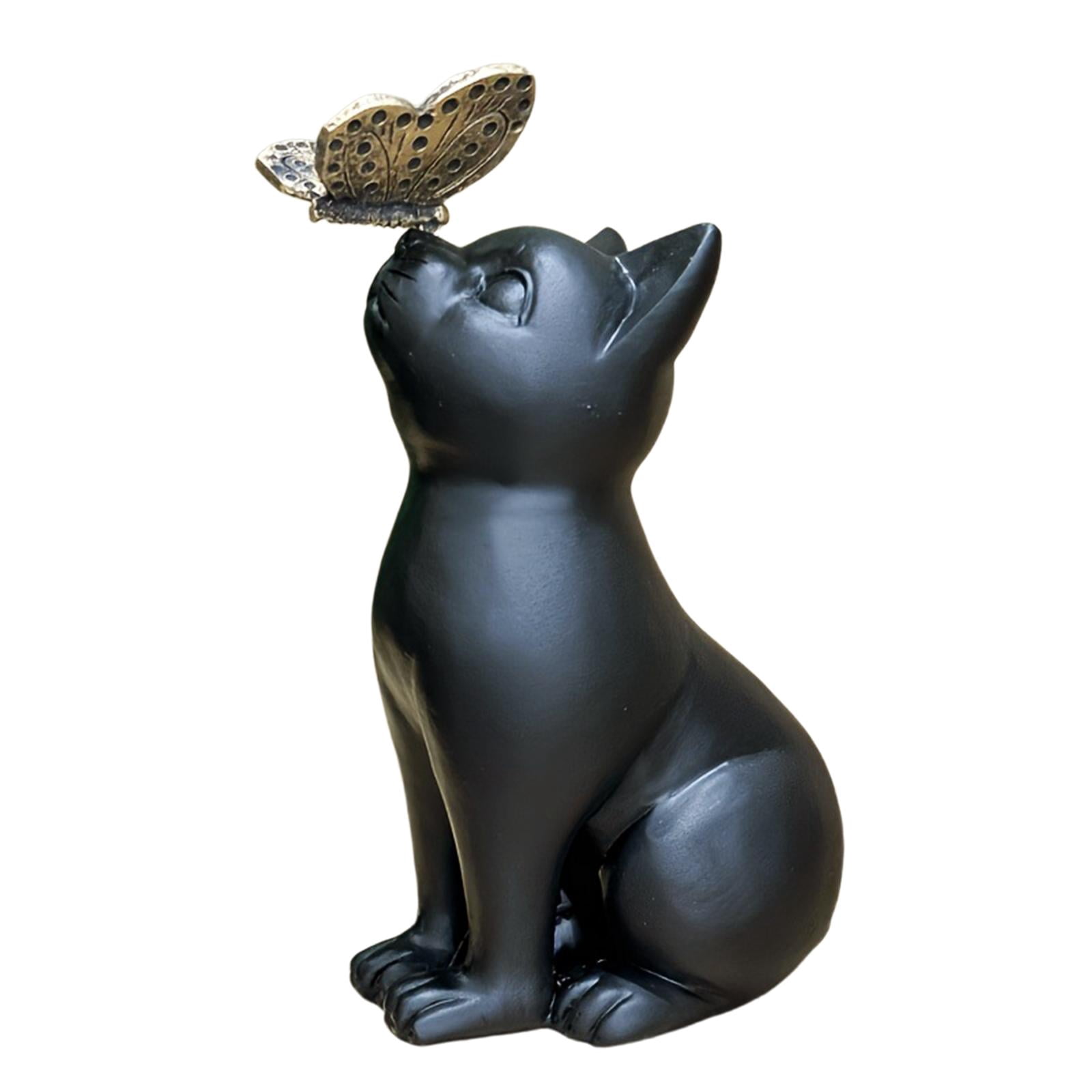 simhoa Cat Figurine Animal Sculpture Crafts Ornament Cat Memorial Statue Pet Memorial Gifts for Living Room Yard Outdoor House Decor