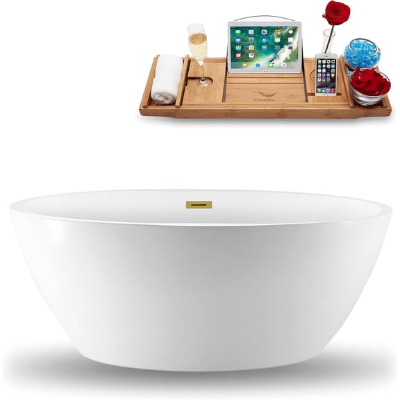 59" Streamline N1301BGL Freestanding Tub and Tray With Internal Drain