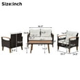 thumbnail image 4 of Outdoor Patio Furniture: 4 Pe , Wood Table & Legs, Beige, Comfortable Pillows, Adjustable Feet, Cover Included Garden Seating: , Table, Beige Materials,, 4 of 7
