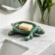 thumbnail image 4 of Porta-jabón y caja de almacenamiento de hierro fundido con forma de tortuga y desagüe, organizador decorativo para baño, negro o verde, 16x12x2 cm, 4 of 6