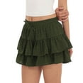 thumbnail image 6 of Besolor Women's Summer Mini Skirt Drawstring Elastic Waist Skort Ruffle Tiered Flowy Beach Short Skirt, 6 of 9