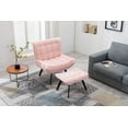 thumbnail image 3 of Velvet Accent Chair, Leisure Chair for Living Room Chairs, Accent Chair with Ottoman, Single Leisure Upholstered Sofa Chair, Reading Chair for Living Room & Bedroom, Pink, 3 of 7
