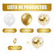 thumbnail image 2 of 60 Kit Globos Metalicos Blanco Dorados Decoración Cumpleaños DORADO, 2 of 5