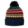 thumbnail image 2 of Icon Sports Club America Official Navy with ZigZag Pattern Soccer Pom Beanie, 2 of 3