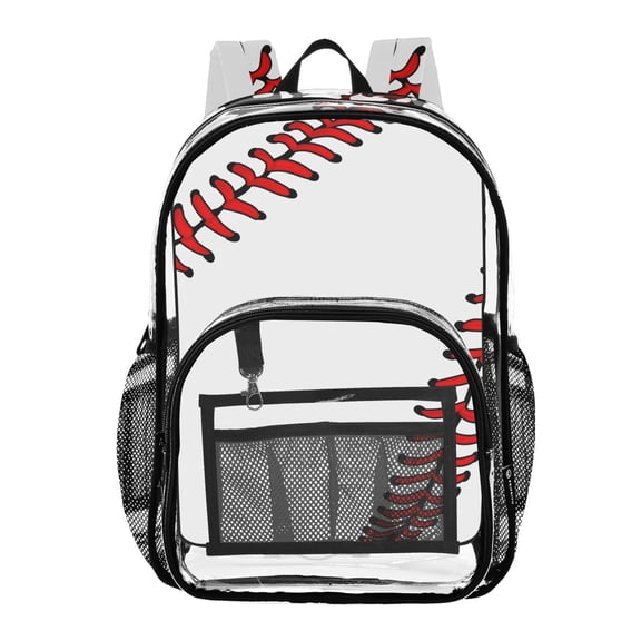 ALAZA Clear Backpack Baseball White PVC Transparent BookBag