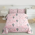 thumbnail image 2 of Manfei Cowgirl Boots Hat Bedding Comforter Set,Rustic Bull Skull Twin Comforter Sets,Pink Flower Green Cactus Bedding Set For Girl Teens,Breathable Home Decor Reversible,2-Piece, 2 of 8