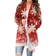 thumbnail image 2 of Uaswgudfs ​Women's Structured Texture Long Winter Coat - Insulated Open Front Cold Weather Outerwear/Christmas/Snowflakes/Deer/Christmas Tree, 2 of 7