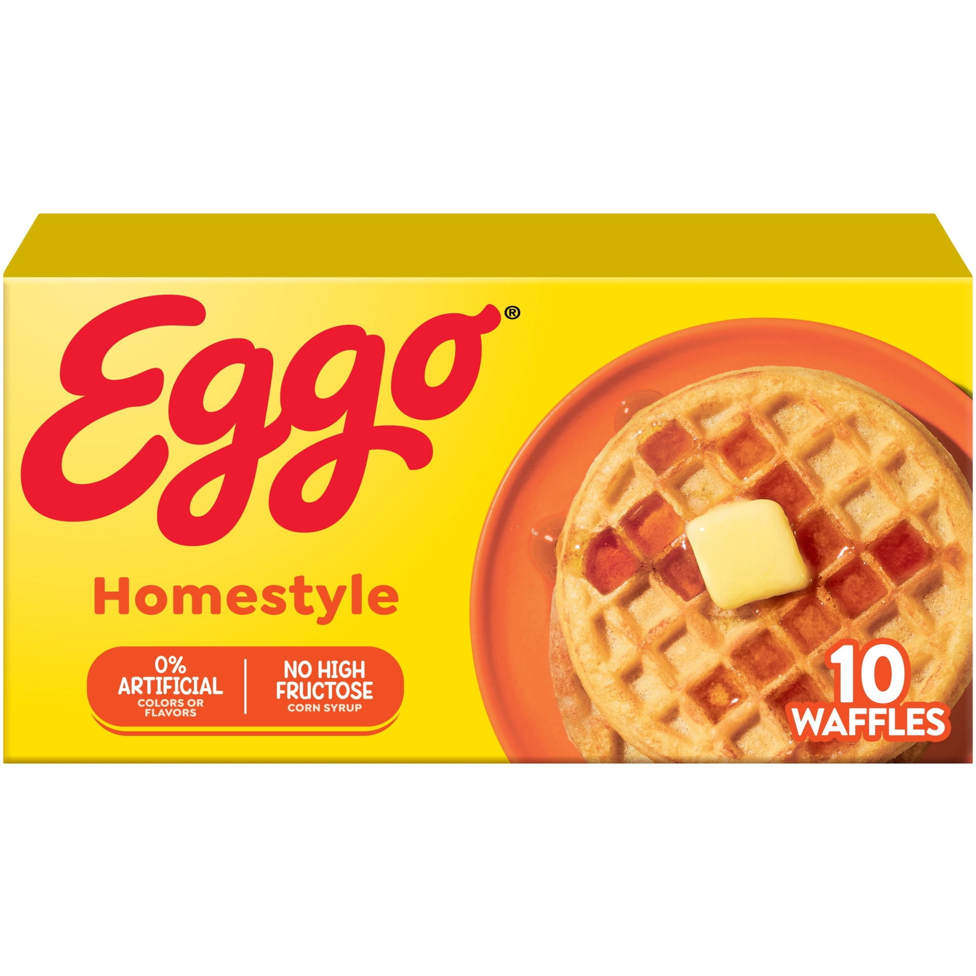 Eggo Homestyle Waffles, Breakfast Food, 12.3 oz, 10 Count (Frozen), Regular