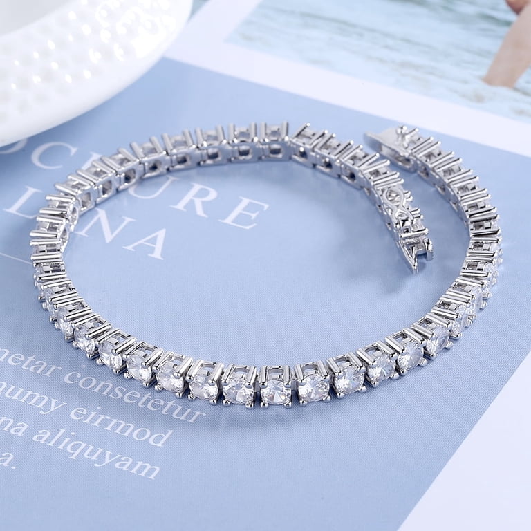 Amy & Annette Simulated Diamond Tennis Bracelet in White Gold photo 4