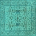 thumbnail image 1 of Ahgly Company Indoor Square Oriental Turquoise Blue Industrial Area Rugs, 5' Square, 1 of 4