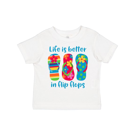 Inktastic Life Is Better Flip Flops Girls Toddler T-Shirt