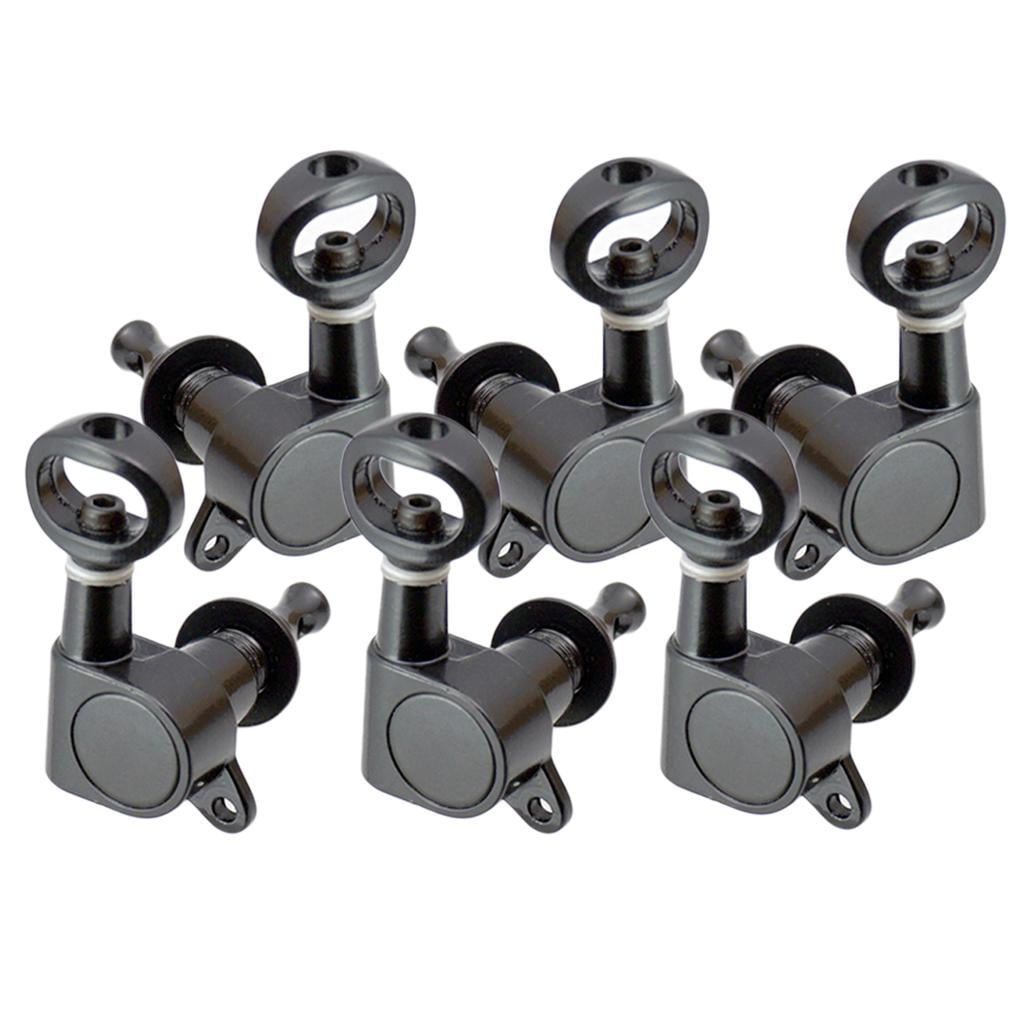 6 Pieces Guitar Replacement Full Closed Tuning Pegs Machine Heads for Electric/Acoustic Guitar Black