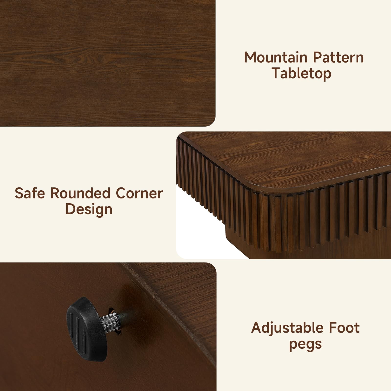 38.6" Lift-Top Walnut Coffee Table with Hidden Storage Design for Living Room, Office or Small Spaces