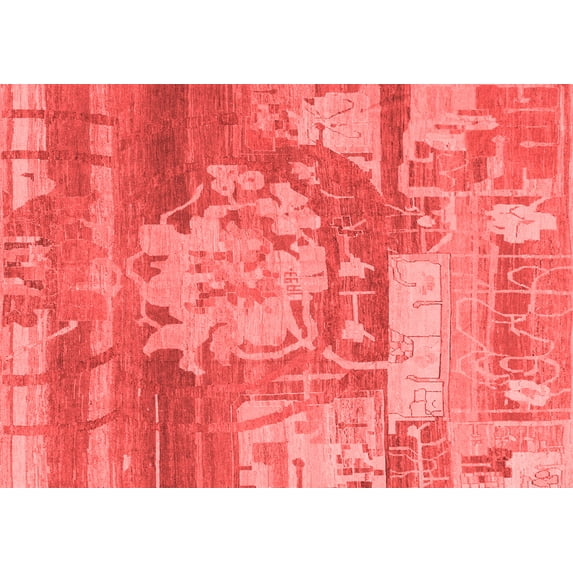 Ahgly Company Machine Washable Indoor Rectangle Abstract Red Modern Area Rugs, 2' x 5'