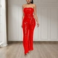 thumbnail image 2 of HJYCHN Elegant Women's Sleeveless Strapless Sequined Jumpsuit for Evening Party and with Comfortable Stretch Fit and Fashionable Design Red S, 2 of 6
