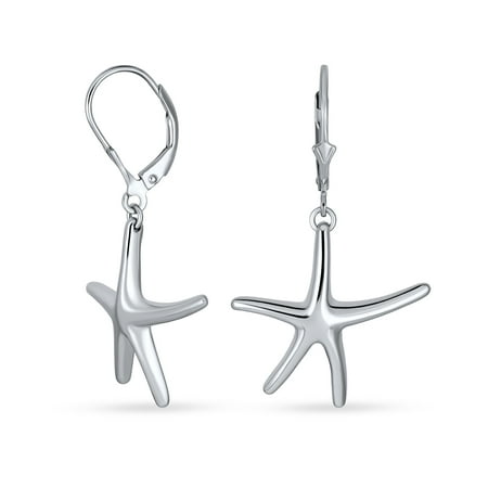Bling Jewelry Womens Hawaii Ocean Starfish Dangle Earrings Silver Leverback