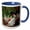 Blue/White, variant on 3drose, Chicken and Rooster., 11oz Two-tone Red Mug