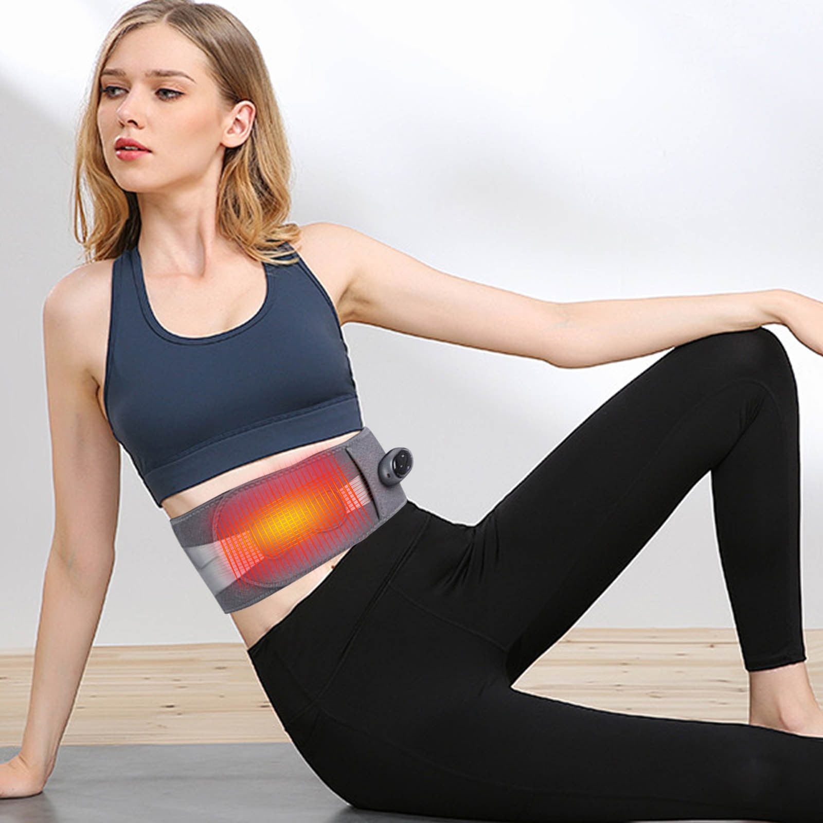 SNGMN Rechargeable Waist Heating Belt with Red Light Heating Vibration Massage 3 Heat Levels 3 Massage Modes Digital Display Controller Moxa Bag Compatible Adjustable Wear Anti Touch Design