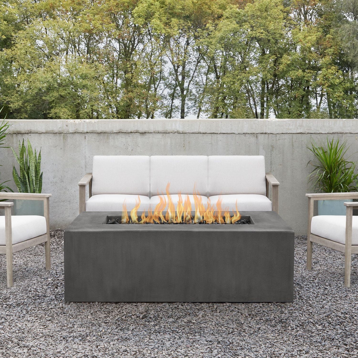 Real Flame Estes 60" Rectangle Concrete Natural Gas Fire Pit in Carbon by Jensen Co.