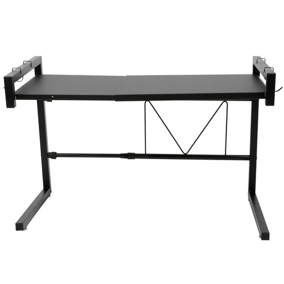 LAFGUR Microwave Oven Shelf,2 Tier Black Telescopic Microwave Oven Rack Kitchen Storage Shelf Multifunctional Stand,Microwave Oven Organizer