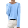thumbnail image 3 of HAJWOH Sweaters for Women Crewneck Knitted Warm Pullover Long Sleeve Elegant Soft Pullover Sweater, 3 of 6