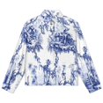 thumbnail image 4 of Jackets for Women Winter Coat Jackets Flannel Stand Collar Jacket(Blue Chinoiserie Toile,Size:S-4XL), 4 of 7