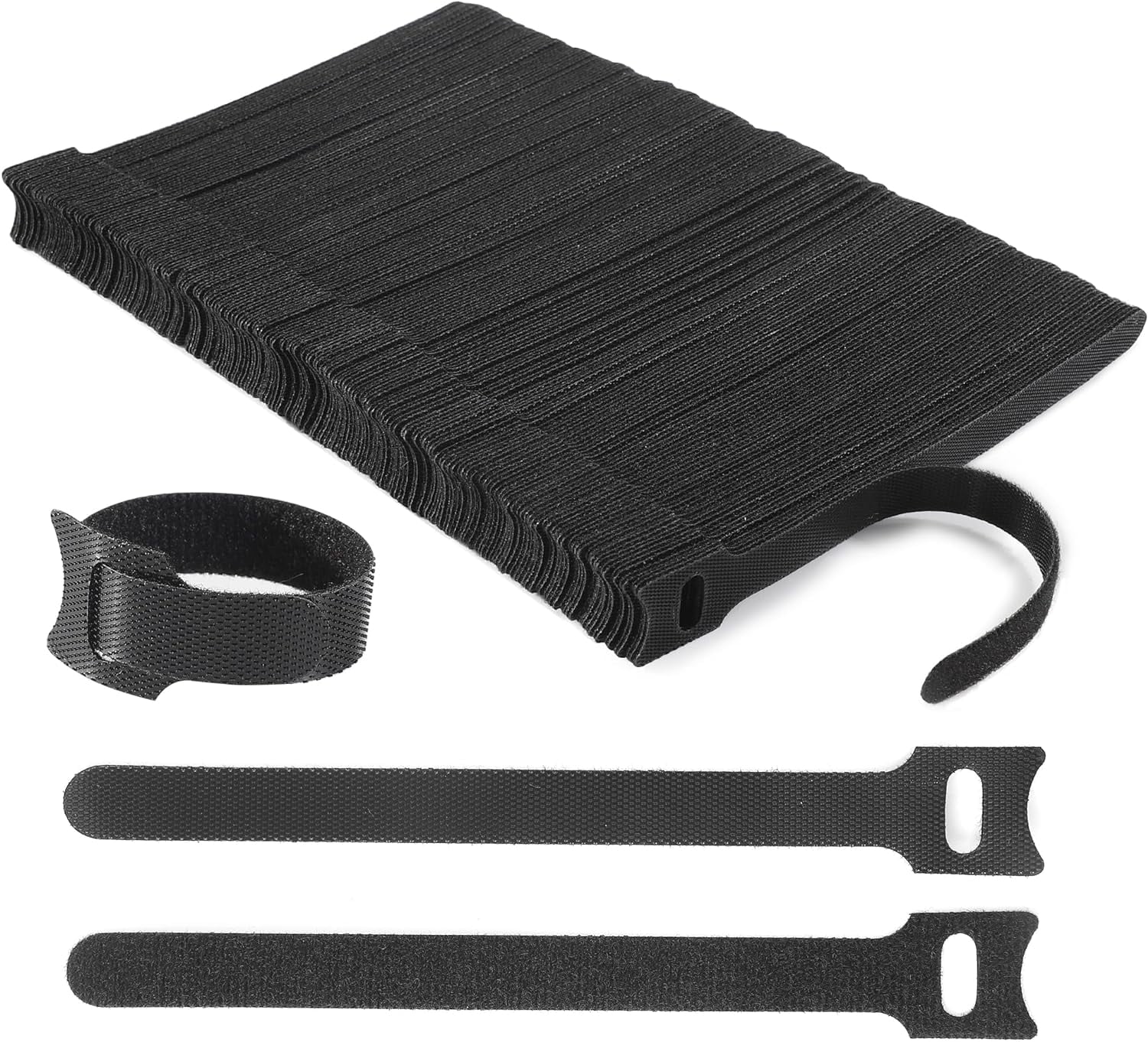 FEFEFW-Reusable Cable Ties, 210 PCS 6 Inches Adjustable Cord Straps Wire Organizer Cord Wrap and Hook Loop Cable Management