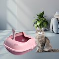 thumbnail image 2 of Gazechimp Cat Litter Boxes Toilet,High Sided Portable Pet Litter Tray,Kitten Litter Pan Anti Splashing for Indoor Cats ,Small Animal Pink, 2 of 9